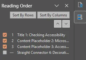 Screenshot of the reading order pane.